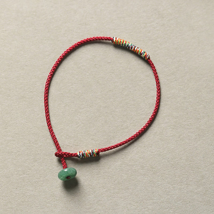 Handwoven green aventurine cord bracelet — view 5
