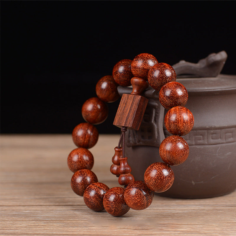 Red sandalwood and rosewood bead bracelet — view 7