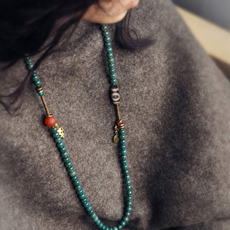 Bodhi seed and Dzi bead mala bracelet — view 6