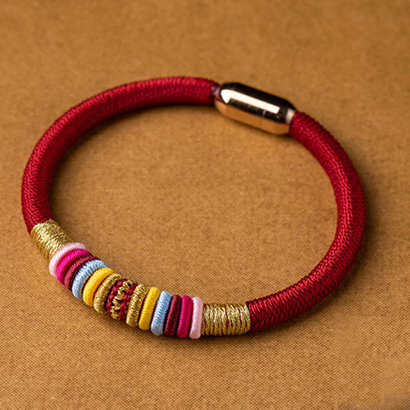 Buddha Stones Tibetan Handmade King Kong Knot Protection Magnetic Buckle Braided Bracelet Bracelet BS 4