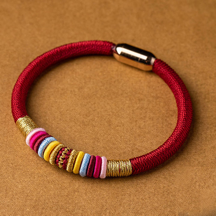 Buddha Stones Tibetan Handmade King Kong Knot Protection Magnetic Buckle Braided Bracelet Bracelet BS 4