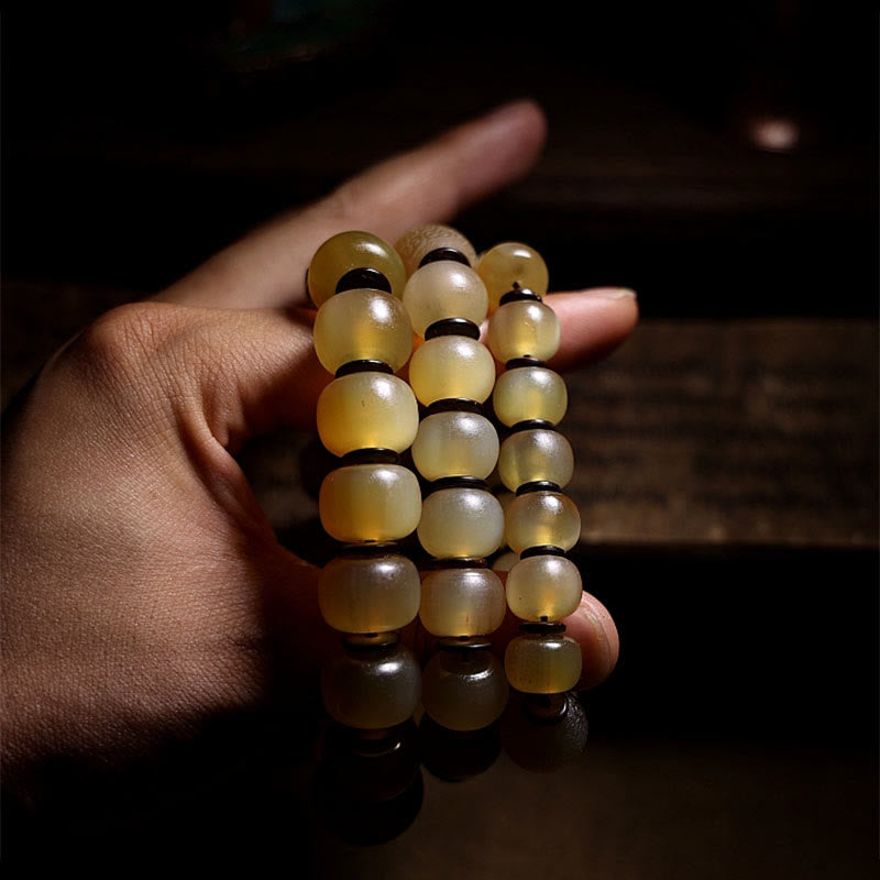 Tibetan sheep horn and silver mantra bracelet — view 13