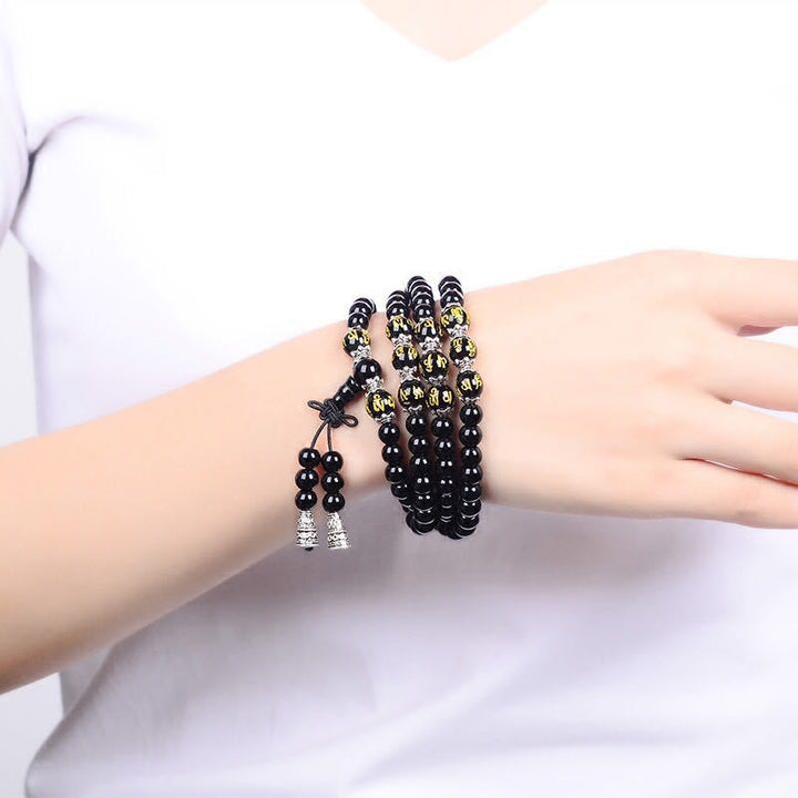 Black Obsidian Mantra Mala Bracelet — view 5