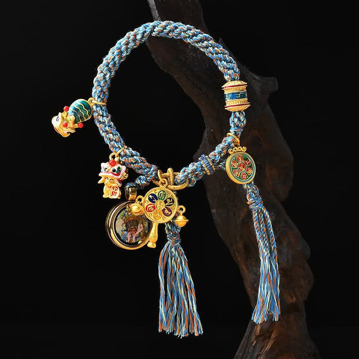 Tibetan Zakiram motif braided cord bracelet — view 1