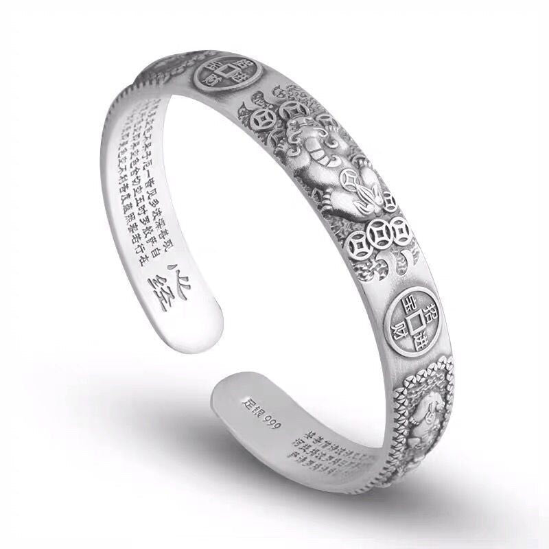 Tibetan Pixiu motif coin bangle — view 1