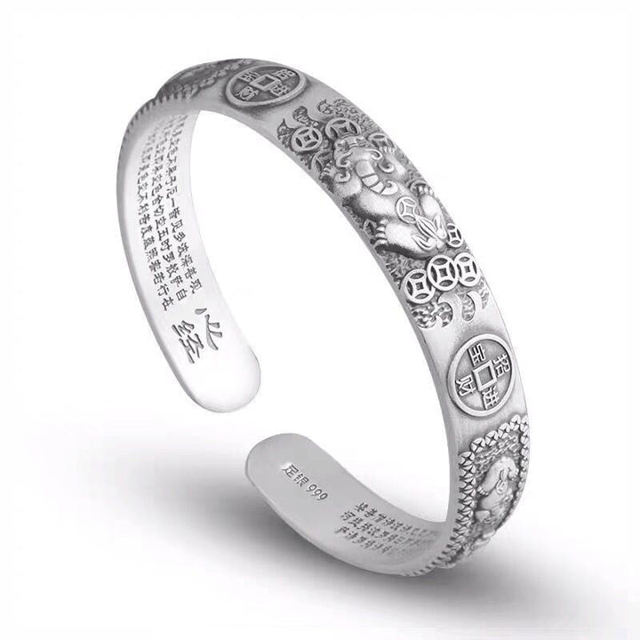 Tibetan Pixiu motif coin bangle — view 1