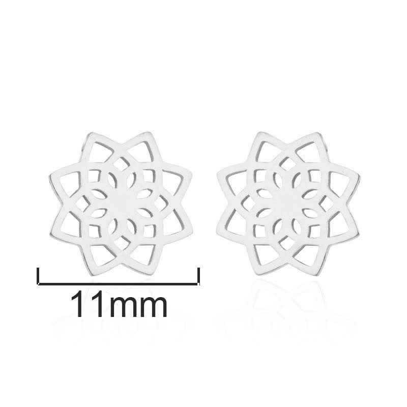 Lotus pattern titanium steel stud earrings — view 3