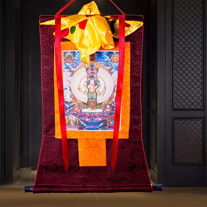Tibetan Avalokiteshvara framed Thangka — view 7