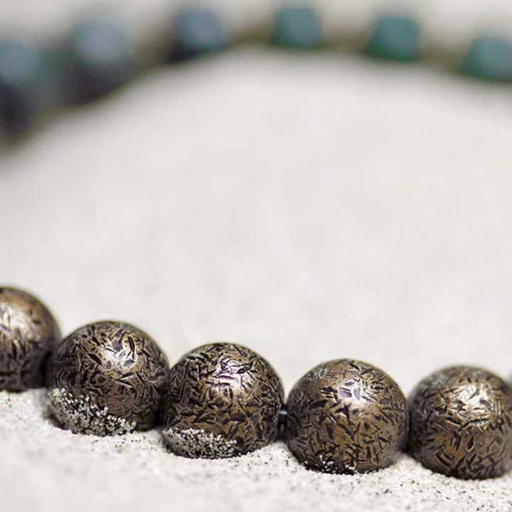 Tibetan cyan Bodhi seed and copper bracelet — view 8