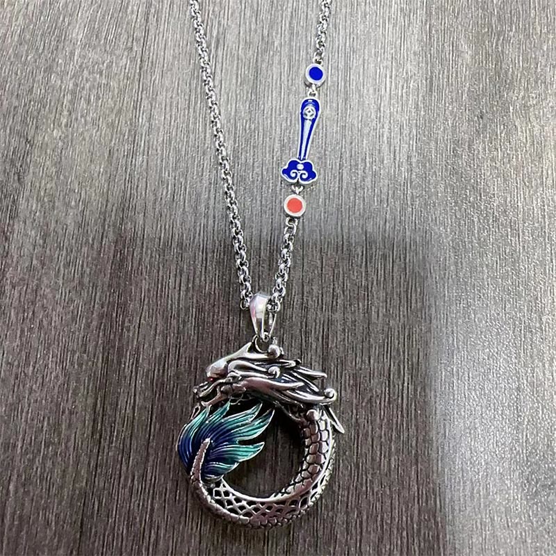 Tibetan Copper Dragon Necklace — view 6