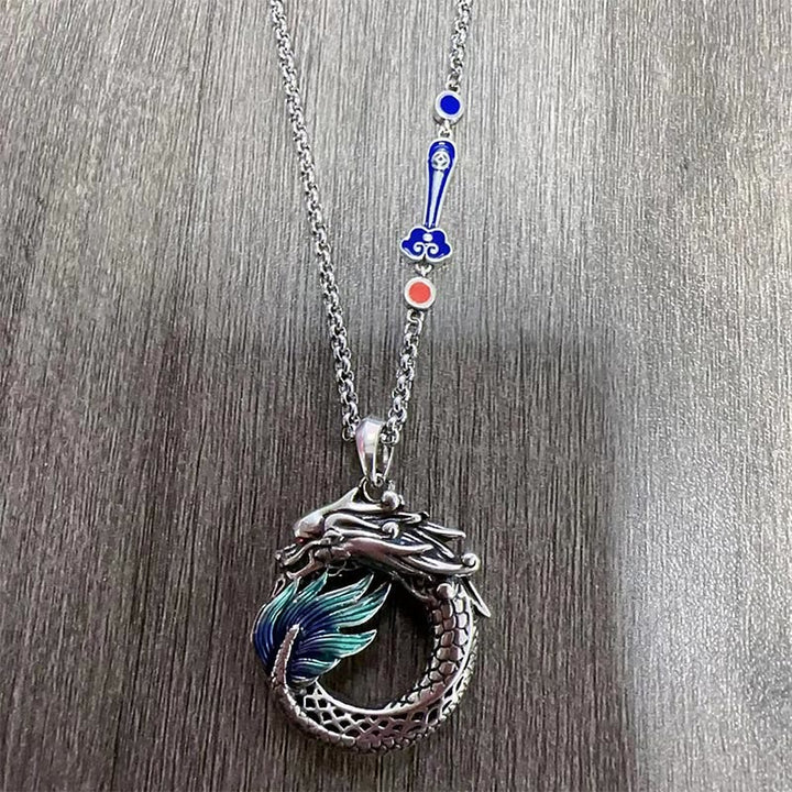 Tibetan Copper Dragon Necklace — view 6