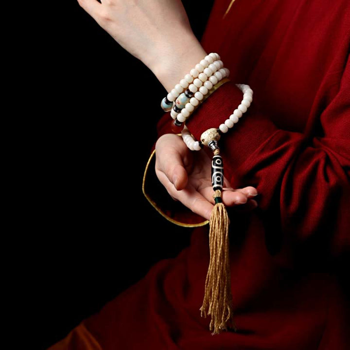 108 bodhi seed and Dzi bead mala — view 8