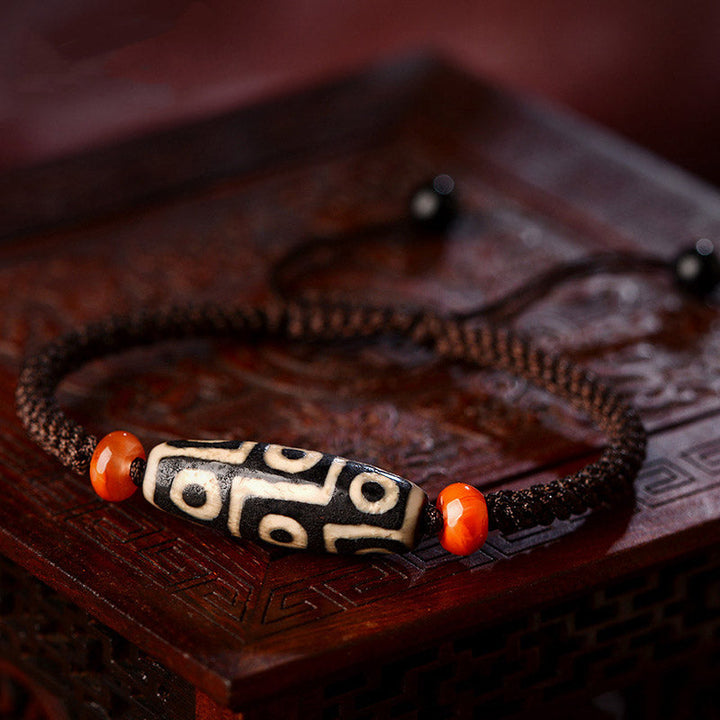 Nine-Eye Dzi bead cord bracelet — view 5