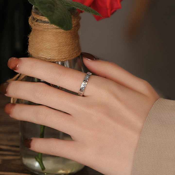 925 Sterling Silver Six True Words Calm Wisdom Ring