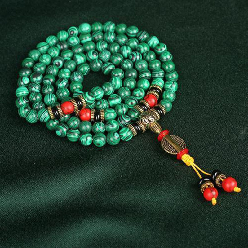 Tibetan malachite 108-bead mala — view 6