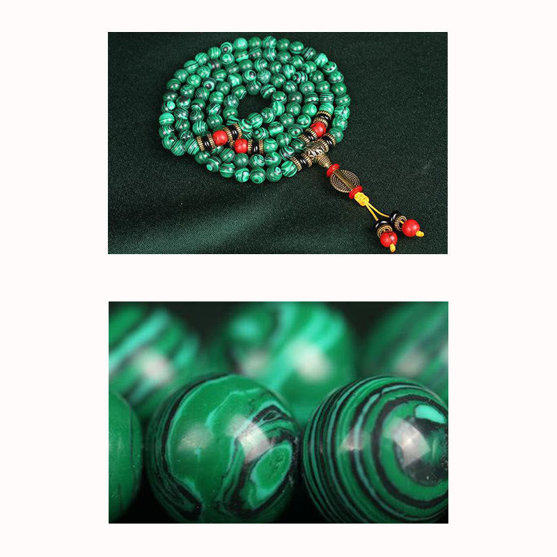 Tibetan malachite 108-bead mala — view 11