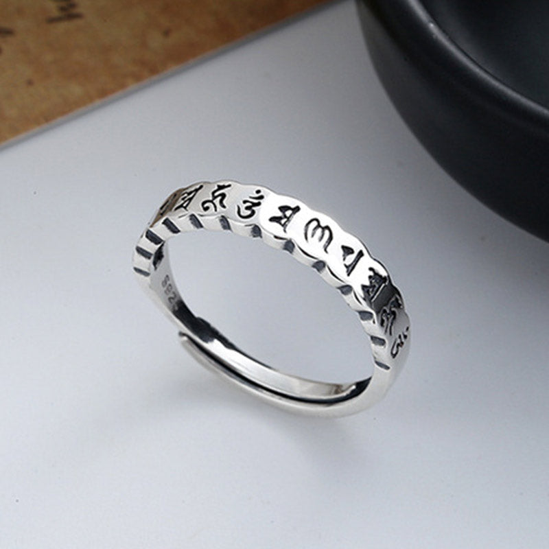 925 Sterling Silver Six True Words Calm Wisdom Ring