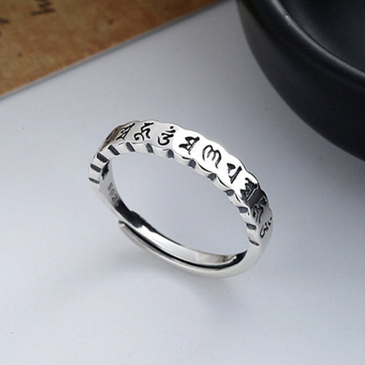 925 Sterling Silver Six True Words Calm Wisdom Ring