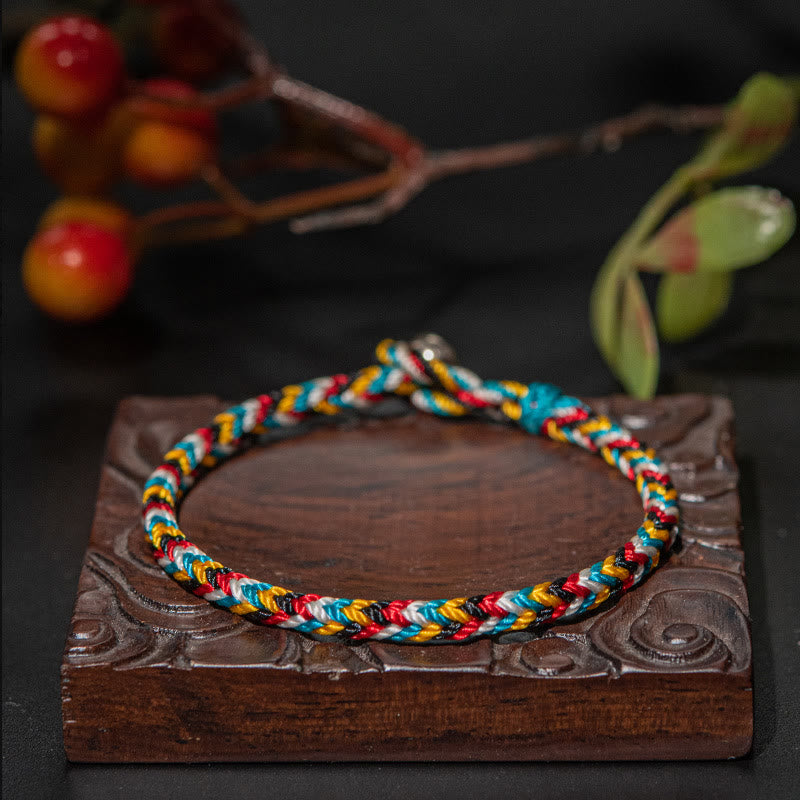 Handwoven five-color thread bracelet — view 1