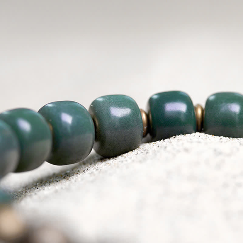Tibetan cyan Bodhi seed and copper bracelet — view 7