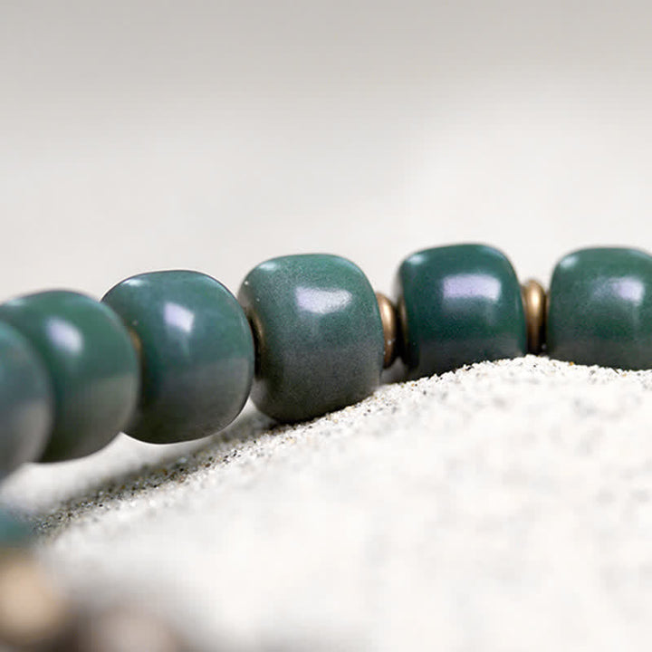 Tibetan cyan Bodhi seed and copper bracelet — view 7