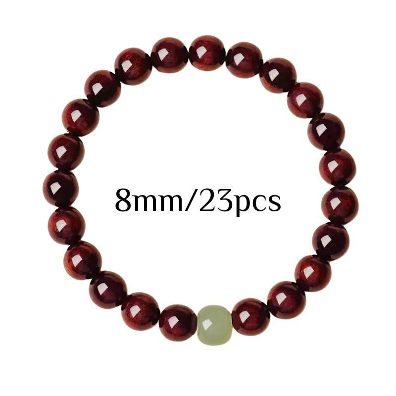 Nature Wood Lobular Red Sandalwood & Hetian Jade Buddha Bracelet | Buddhist Beads Jewelry | Unisex Gift for Him/Her