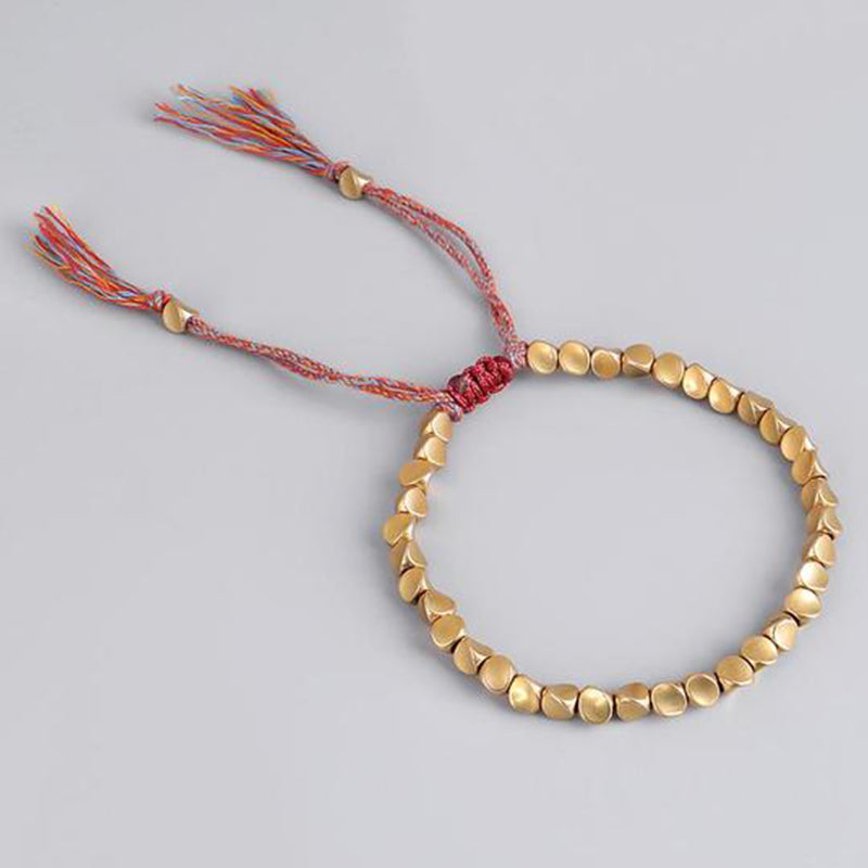 Tibetan copper bead cord bracelet — view 10
