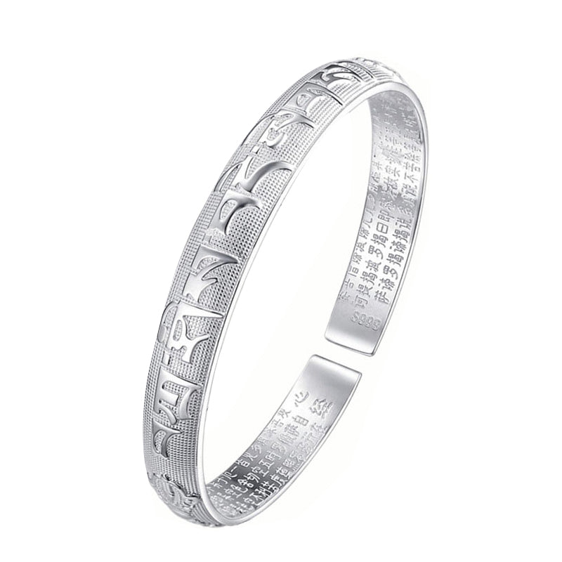 Tibetan Sanskrit White Copper Bracelet Bangle — view 8
