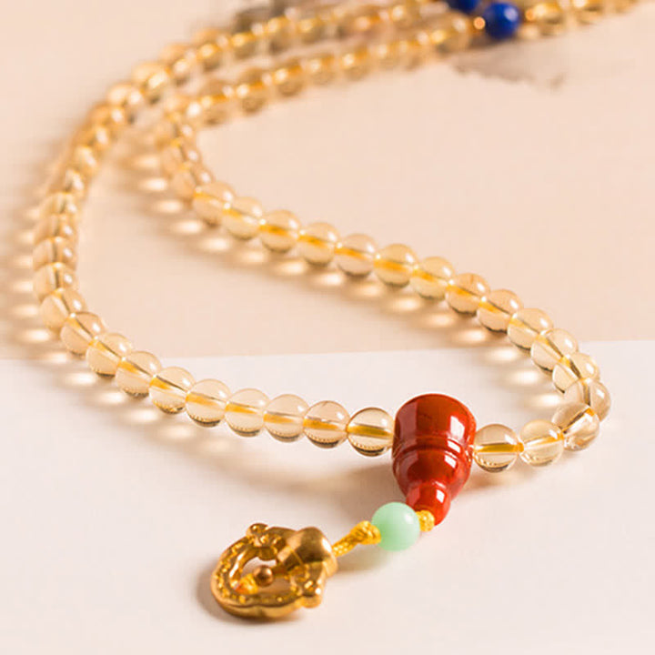 925 Sterling Silver Citrine Red Agate Amber 108-Bead Mala Bracelet — product view 10