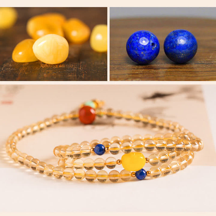 925 Sterling Silver Citrine Red Agate Amber 108-Bead Mala Bracelet — product view 13