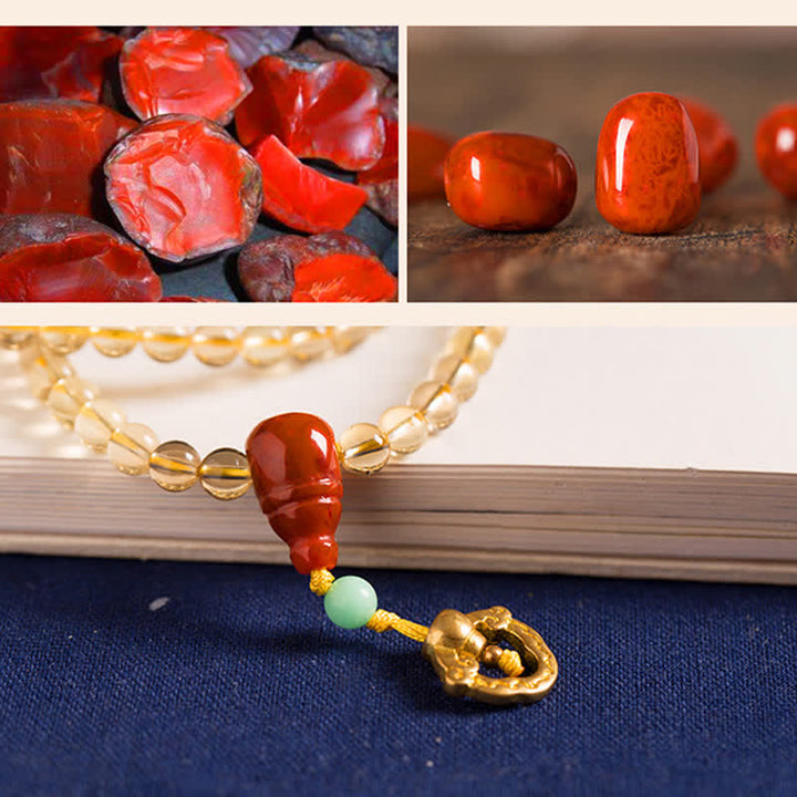 925 Sterling Silver Citrine Red Agate Amber 108-Bead Mala Bracelet — product view 14