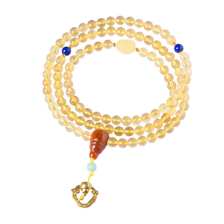 925 Sterling Silver Citrine Red Agate Amber 108-Bead Mala Bracelet — product view 15
