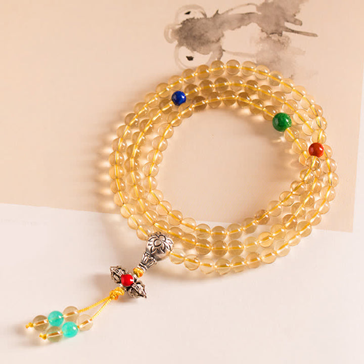 925 Sterling Silver Citrine Red Agate Amber 108-Bead Mala Bracelet — product view 21
