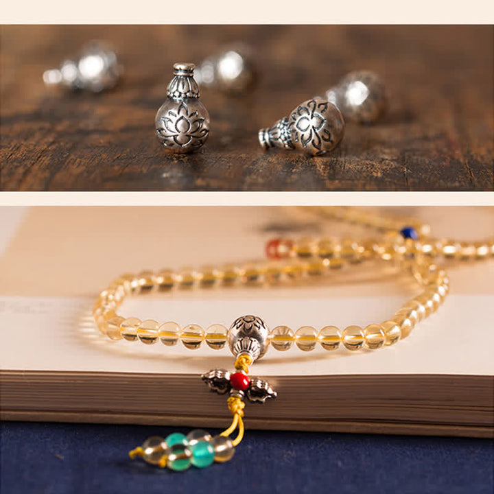 925 Sterling Silver Citrine Red Agate Amber 108-Bead Mala Bracelet — product view 25