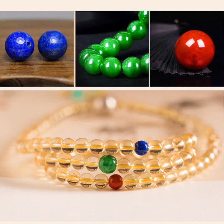 925 Sterling Silver Citrine Red Agate Amber 108-Bead Mala Bracelet — product view 26