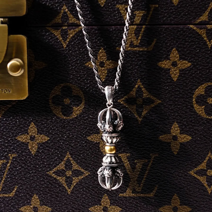 Buddha Stones Tibetan Dorje Vajra Design Wealth Necklace Pendant Necklaces & Pendants BS Necklace&Chain