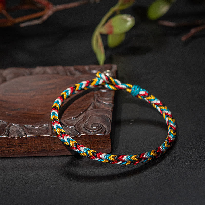 Handwoven five-color thread bracelet — view 2