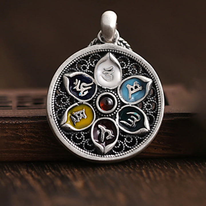Buddha Stones Tibetan Om Mani Padme Hum Purity Necklace Pendant Necklaces & Pendants BS 1