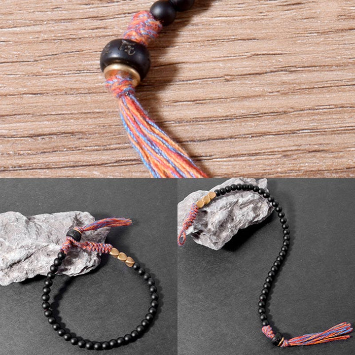 Black onyx tassel bracelet — view 7