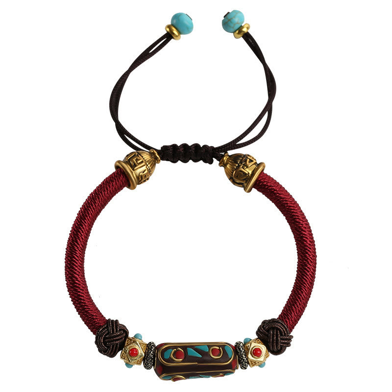 Tibetan Turquoise Mantra Braided Bracelet — view 9