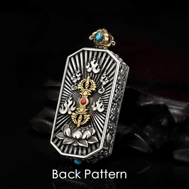Rotating Dorje and lotus mantra pendant — view 2