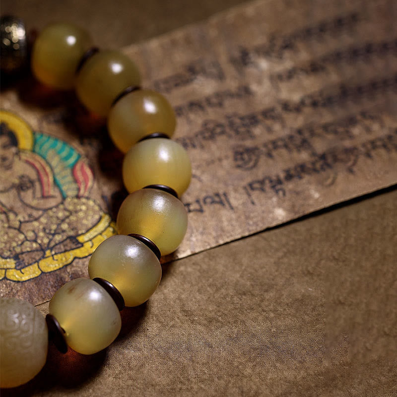 Tibetan sheep horn and silver mantra bracelet — view 4