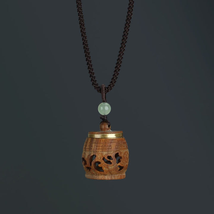 Green sandalwood and rosewood lotus pendant — view 18