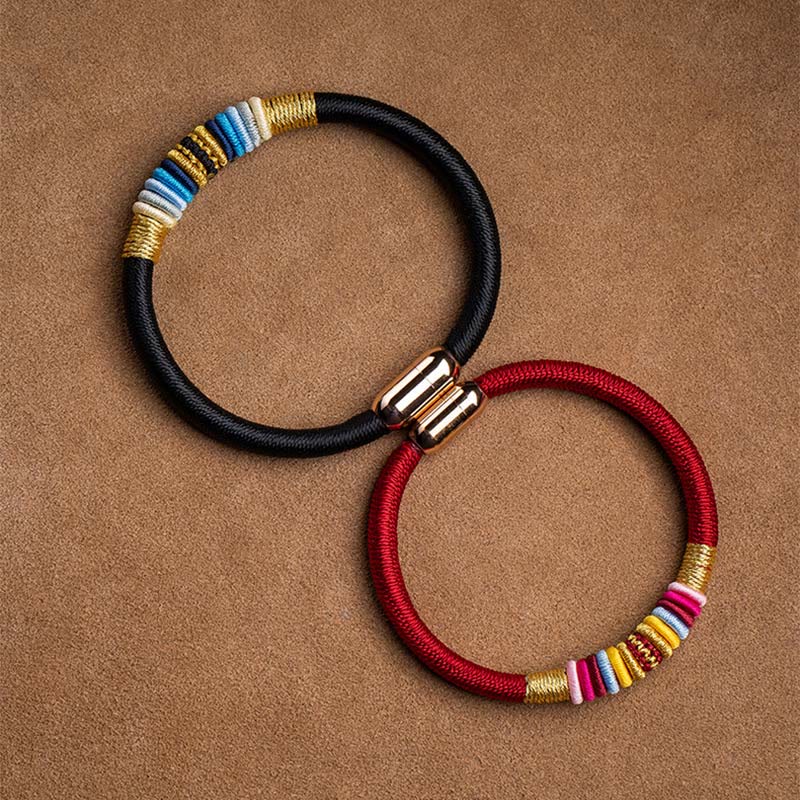 Buddha Stones Tibetan Handmade King Kong Knot Protection Magnetic Buckle Braided Bracelet Bracelet BS 14