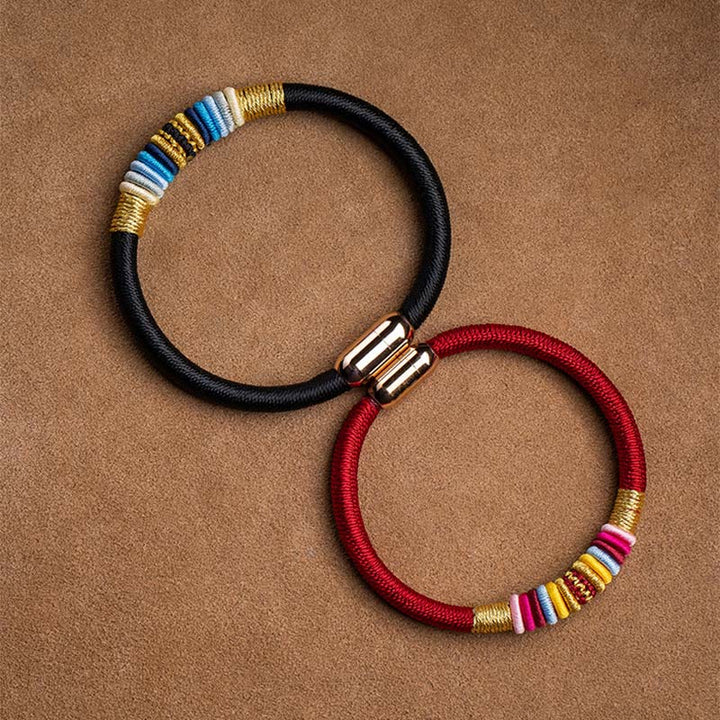 Buddha Stones Tibetan Handmade King Kong Knot Protection Magnetic Buckle Braided Bracelet Bracelet BS 14