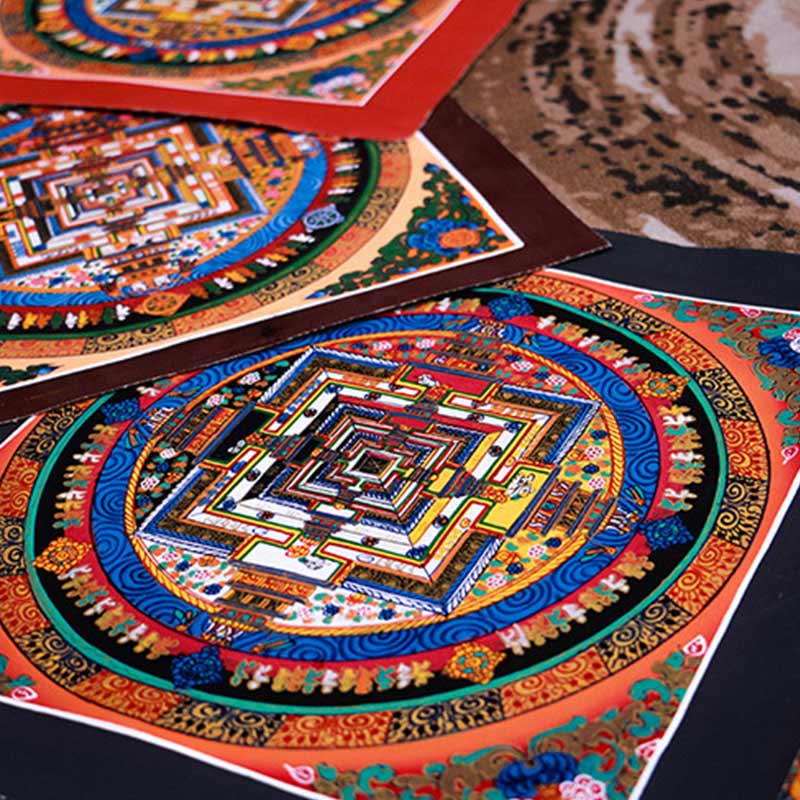 Buddha Stones Tibetan Handmade Thangka Mandala Painting Blind Box Random Color Pattern Tibetan Thangka BS 7