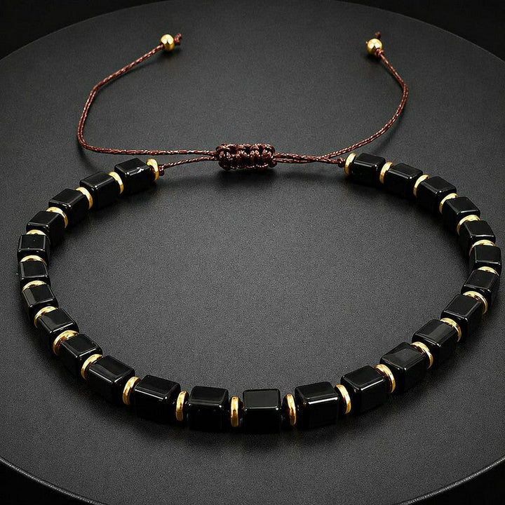 FREE Today: Protection and Strength Black Obsidian Square Bead Braided Adjustable Bracelet