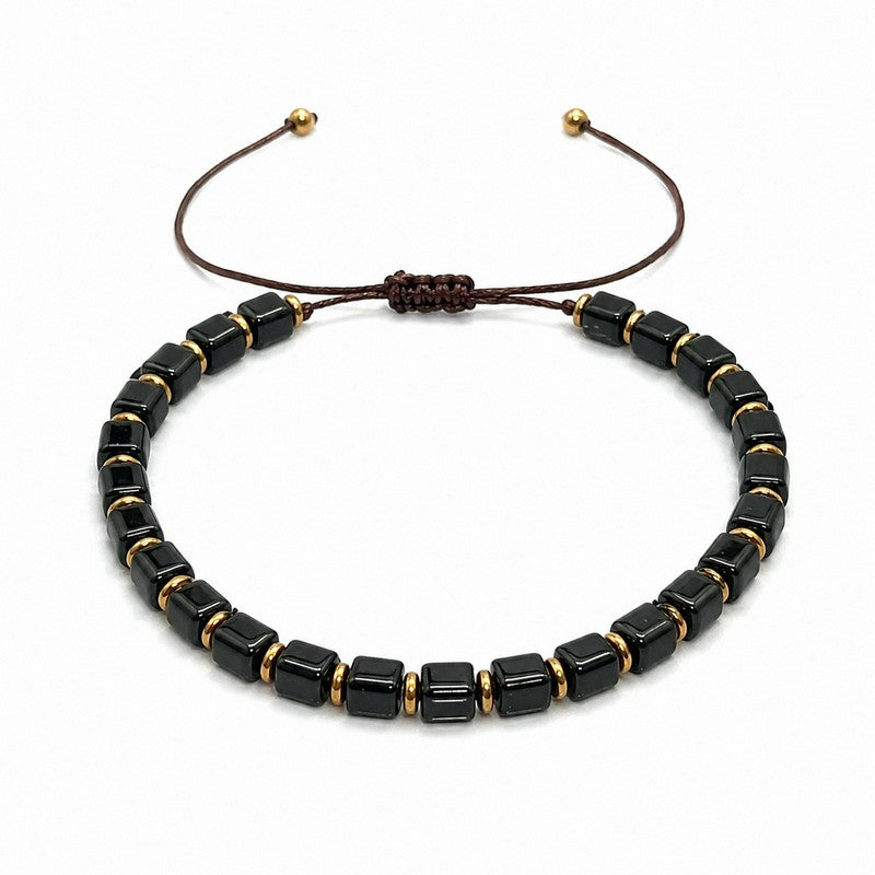 FREE Today: Protection and Strength Black Obsidian Square Bead Braided Adjustable Bracelet
