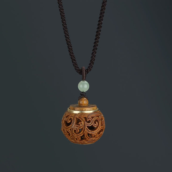 Green sandalwood and rosewood lotus pendant — view 17