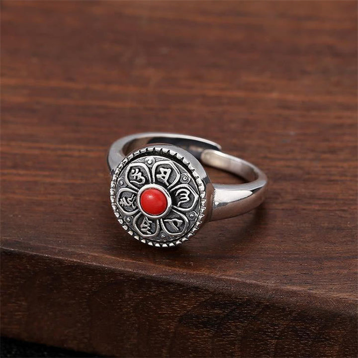 Tibetan mantra rotatable ring — view 3